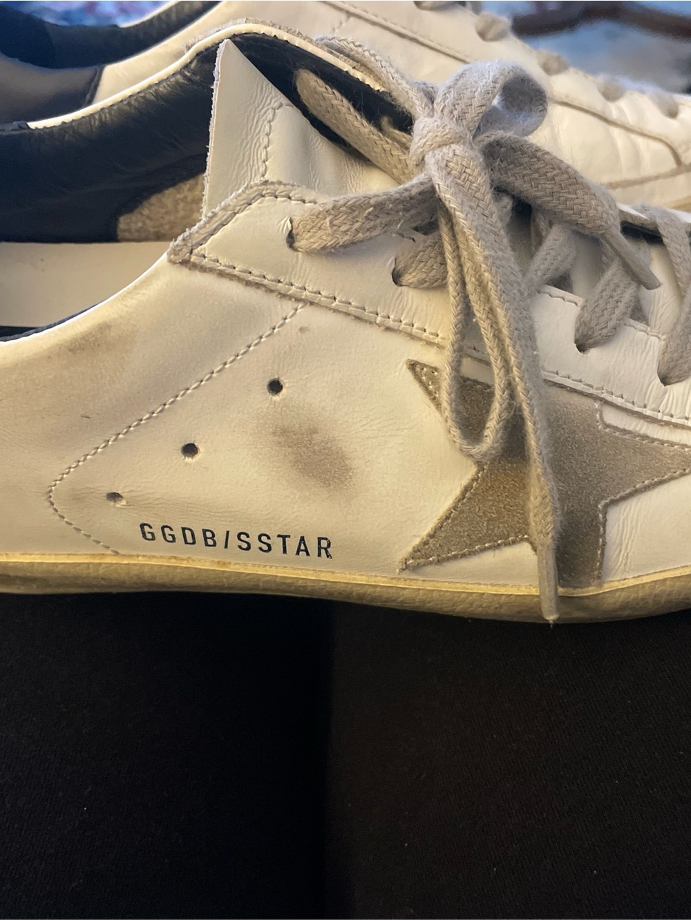 Golden Goose White Leather Sneakers with Gray Star